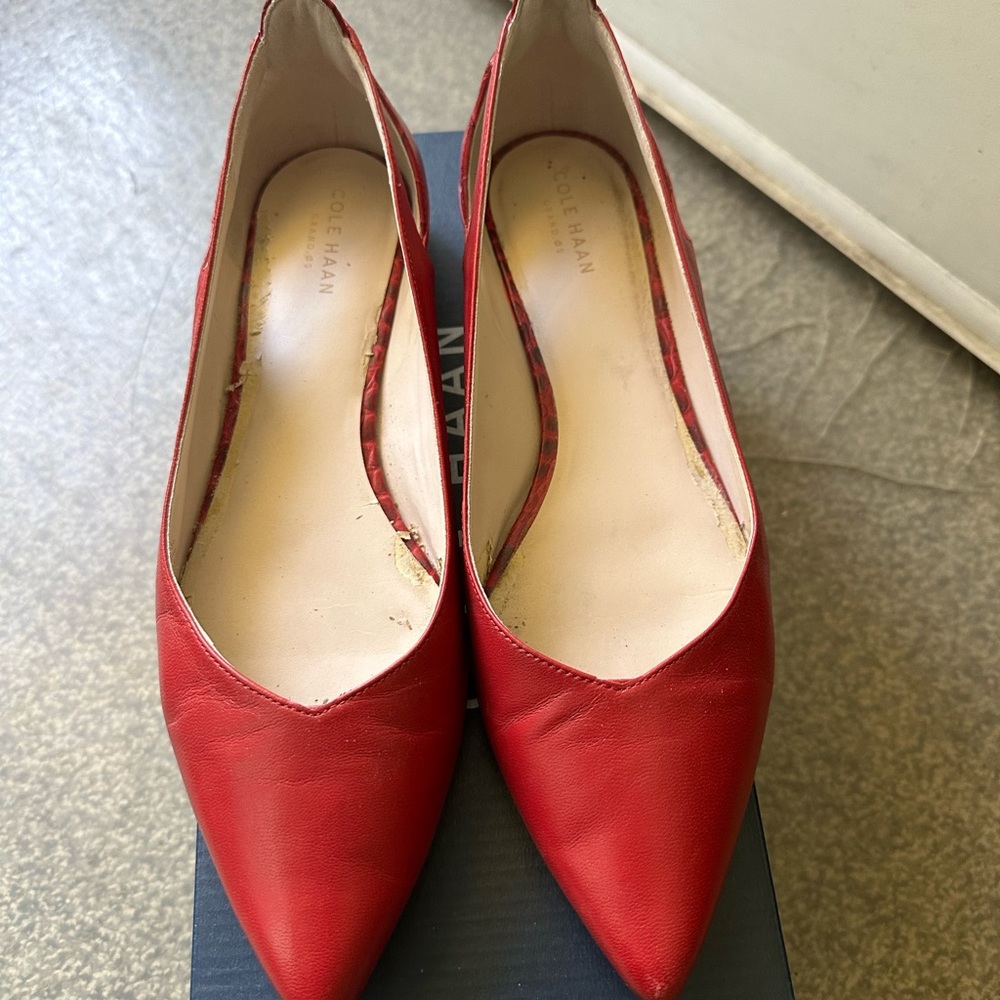 Cole Han Red Pointed Toe Flat